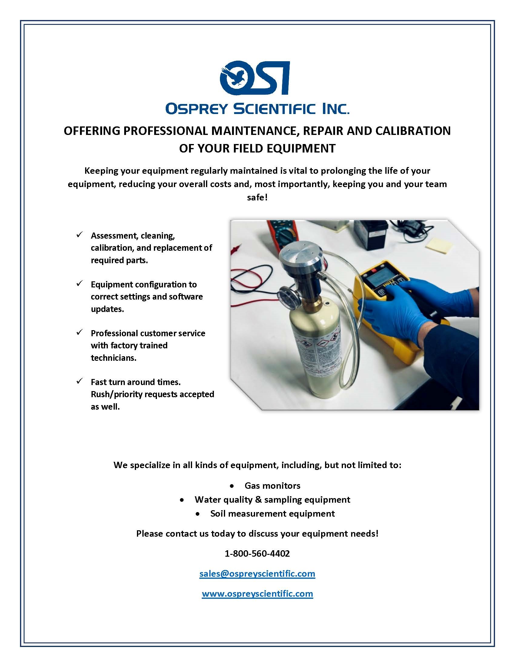 environmental equipment service osprey scientific